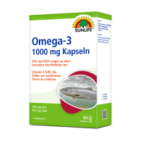 SUNLIFE® Omega 3 Kapseln 1000 mg 60 Stk Fischöl Herzgesundheit Nahrungsergänzung Gehirnfunktion Gesundheitsförderung + 180 mg EPA & 120 mg DHA