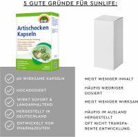 SUNLIFE® Artischocken Kapseln 60 Stk Verdauung Lebergesundheit Fettstoffwechsel Magen-Darm-Unterstützung Verdauungsförderung + Cholin