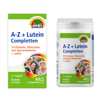 SUNLIFE® A-Z + Lutein Tabletten Rundumversorgung Nährstoffe Immunsystem Lutein Gesundheit Vitalität Nahrungsergänzung + 24 Vitamine Mineralien Spurenelemente