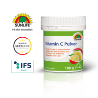SUNLIFE® Vitamin C Pulver Zitronengeschmack 100g Immunsystem Abwehrkräfte Pulver Zellschutz Gesundheit + L-Ascorbinsäure