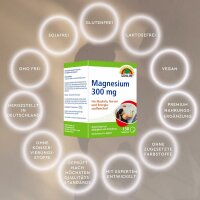 SUNLIFE® Magnesium 300 mg Tabletten Müdigkeit Muskeln Knochen Energie Mineral Entspannung 150 Stk + Vitamin C E & Melisse