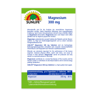 SUNLIFE® Magnesium 300 mg Tabletten Müdigkeit Muskeln Knochen Energie Mineral Entspannung 150 Stk + Vitamin C E & Melisse