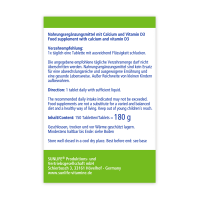 SUNLIFE® Calcium + Vitamin D3 Tabletten hochdosiert Erhalt von Knochen & Zähnen 400 mg Calcium, 5 mg Vitamin D3