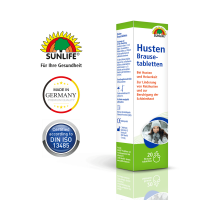 SUNLIFE® Husten Brausetabletten Hustenstiller mit Acacia Senegal Erkältung Reiz Halsschmerzen Schleim