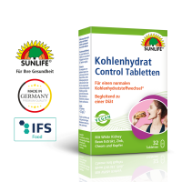 SUNLIFE® Kohlenhydrat Control Tabletten Kohlenhydrate reduzieren Gewichtsverlust Diät Abnehmen Kalorienreduzierung