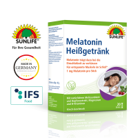 SUNLIFE® Melatonin Heißgetränk Kirschgeschmack zum Einschlafen Schlafhilfe Schlafmittel 1 mg + Melissen Extrakt Hopfen Extrakt