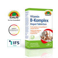 SUNLIFE® Vitamin B-Komplex Depot Tabletten 60 Stk Energiestoffwechsel Langzeitversorgung Energie Nervensystem + Aminosäuren & Vitamin B1 B2 B6