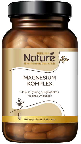 SUNLIFE® NATURE Magnesium Komplex 400mg Kapseln 3 Monats-Pack Müdigkeit Muskeln Energie Mineral Entspannung 180 Stk
