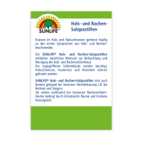 SUNLIFE® Hals- und Rachen- Salzpastillen 36 Stk Halsschmerzen Rachen Hustenreiz Schleimlösung Stimmbelastung