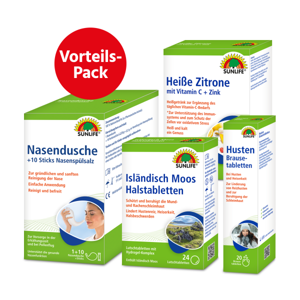 SUNLIFE® Vorteils-Pack Erkältung Halsschmerzen Nasendusche Heiße Zitrone