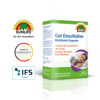 SUNLIFE® Melatonin Kapseln 30 Stk zum Einschlafen Schlafhilfe Schlafmittel 1 mg + Zitronenmelisse Extrakt Hopfen Extrakt