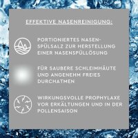 SUNLIFE® Nasenspülsalz 60 Stk zur Nasenreinigung bei Schnupfen Erkältung/Pollen + Befeuchtung mit hochwertiges Natriumchlorid
