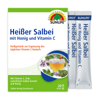 SUNLIFE® Heißer Salbei 20 Sticks Wärme Erkältungszeit Beruhigend Entspannend Tee Immunsystemstärkung + Honig & Vitamin C