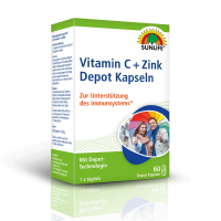SUNLIFE® Vitamin C + Zink Depot Kapseln 60 Stk Immunsystem Langzeitversorgung Stärkung Abwehrkräfte Gesundheit + Vitalität