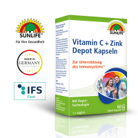 SUNLIFE® Vitamin C + Zink Depot Kapseln 60 Stk Immunsystem Langzeitversorgung Stärkung Abwehrkräfte Gesundheit + Vitalität